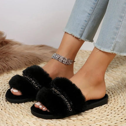 Open Toe Fuzzy Slippers
