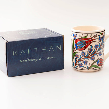 Set of 4 Handmade in Türkiye Ceramic Botanical Mugs - 9 Styles