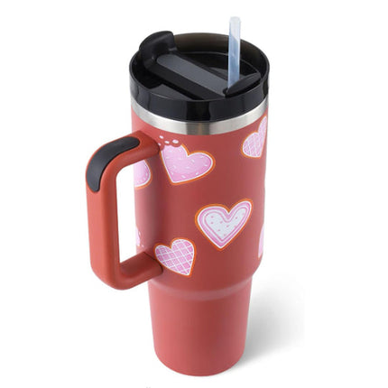 40 Oz Tumbler With Handle Straw Insulated, Stainless Steel Spill Proof