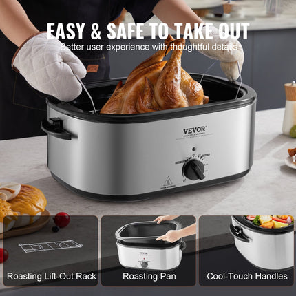 Electric Roaster Oven, 26 QT Turkey Roaster Oven With Self-Basting