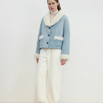 "Pure Era" imported high-quality lamb contrast color fruit collar