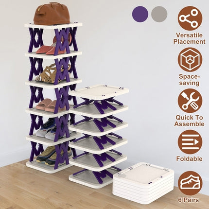 6 Tier Foldable Shoe Rack Vertical Shoe Organizer Narrow Shoe Rack For