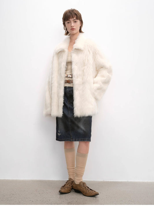 "Autumn Exclusive" Imported Toscana Shearing short lapel fur coat