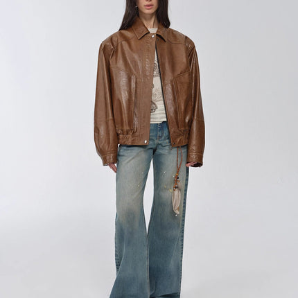 Fireladyfur Women's Retro Work Jacket in Waxed Leather "Fashionable