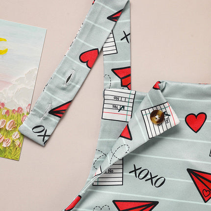 Baby Boy Girl's Casual Heart Pattern Jumpsuit, Paper Airplane Heart