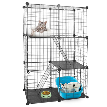 3 Tier Cat Playpen Cage Metal Indoor Cat House Detachable Kitten House