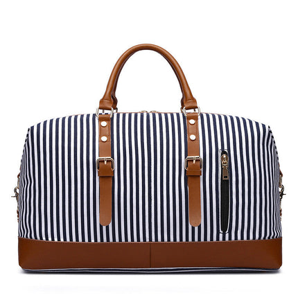 Large Striped Portable Canvas Travel Bag