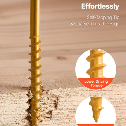 Wood Screws Anti-Rust 2-Inch Outdoor Deck Screws 350PCS T25 Torx Star