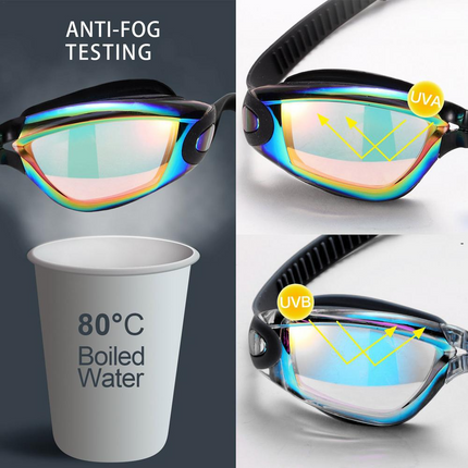 Clear Comfortable Swimming Goggles UV- Anti-Fog Swim Glasses Mirror