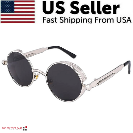 Retro Round Polarized Sunglasses Men Women Vintage Gothic Steampunk
