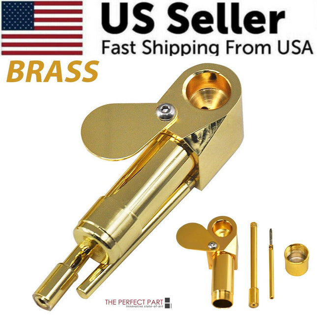 Brass Tobacco Smoking Pipe w/ Stash Storage Cylinder Chamber Metal w/