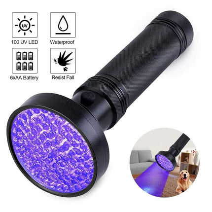 UV Ultraviolet Light 100 LED Flashlight BlackLight 395nM Inspection