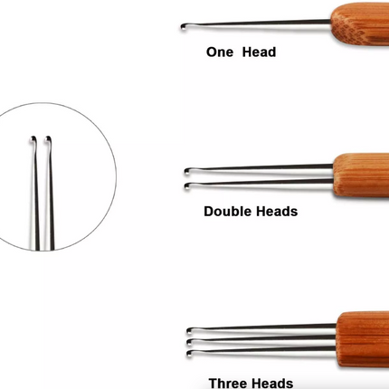 5Pcs DIY Crochet Needle Hook Bamboo Handle Dread Knit Hair Making