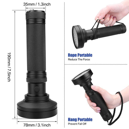 UV Ultraviolet Light 100 LED Flashlight BlackLight 395nM Inspection