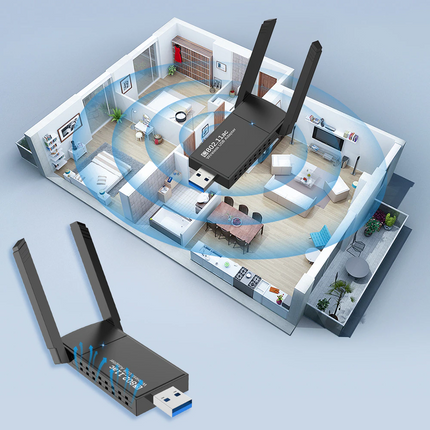 USB 3.0 Wireless WIFI Adapter 1300Mbps Long Range Dongle Dual Band