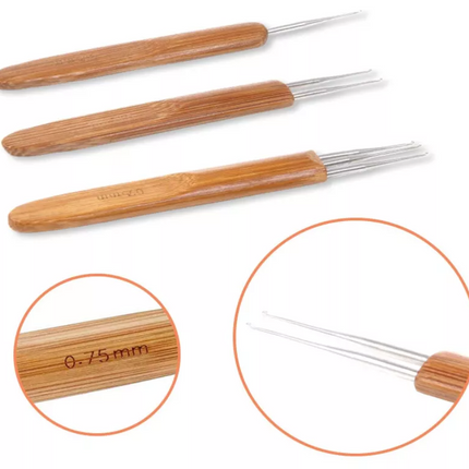 5Pcs DIY Crochet Needle Hook Bamboo Handle Dread Knit Hair Making