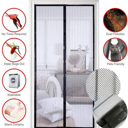 Magnetic Screen Door Mesh Curtain Durable Heavy Duty Mosquito Net Bug