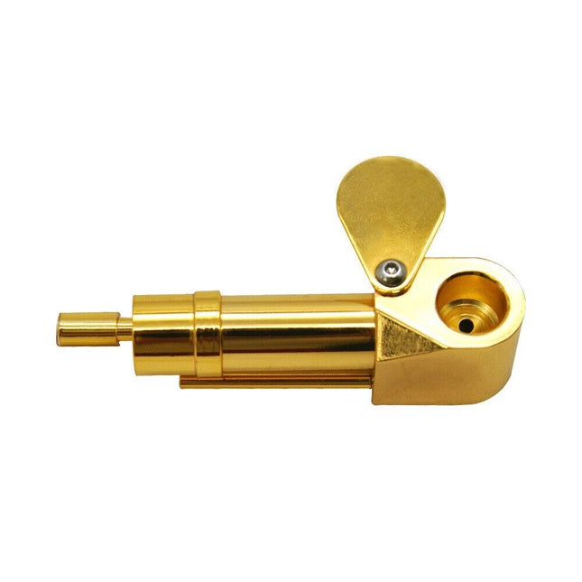 Brass Tobacco Smoking Pipe w/ Stash Storage Cylinder Chamber Metal w/