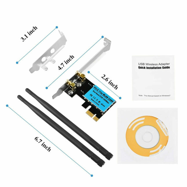 WiFi 1200Mbps Desktop PCIe Adapter 2.4G/5G Dual Band AX210 802.11AX