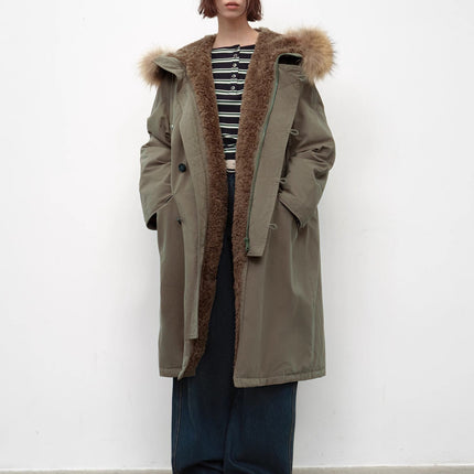 Fireladyfur Women's 90 Duck Down Parka with Raccoon Fur