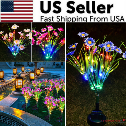 Solar Garden Lights LED Flower Stake Lamp Outdoor Yard Waterproof