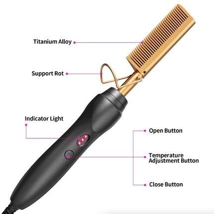 Hair Straightener Comb Pro Electric Beard Straightening Comb Heat Hot