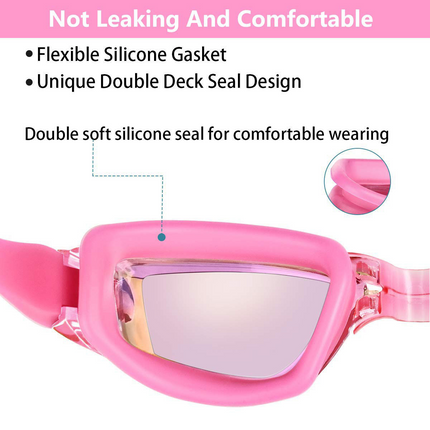 Clear Comfortable Swimming Goggles UV- Anti-Fog Swim Glasses Mirror