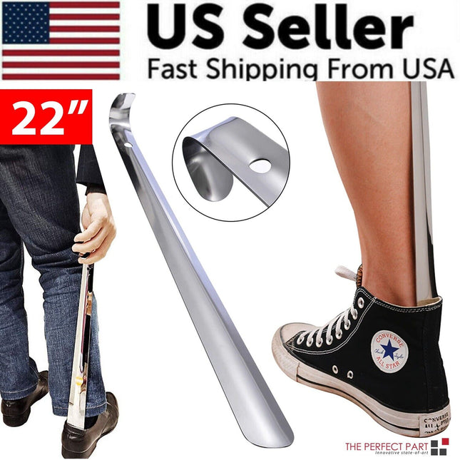 22in Extra Long Handle Shoe Horn Stainless Steel Metal Shoes Remover
