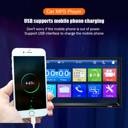 7" Double 2 DIN Car MP5 Player Bluetooth Touch Screen Stereo Radio