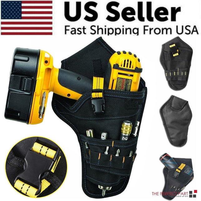 Heavy Duty Drill Holster Tool Belt Pouch Bit Holder Hanging Waist Bag