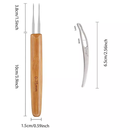 5Pcs DIY Crochet Needle Hook Bamboo Handle Dread Knit Hair Making