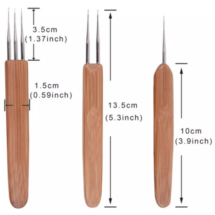 5Pcs DIY Crochet Needle Hook Bamboo Handle Dread Knit Hair Making