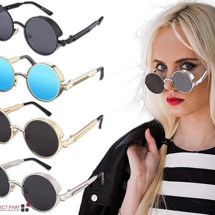 Retro Round Polarized Sunglasses Men Women Vintage Gothic Steampunk