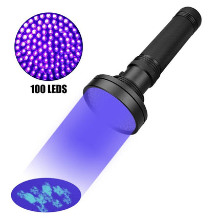 UV Ultraviolet Light 100 LED Flashlight BlackLight 395nM Inspection