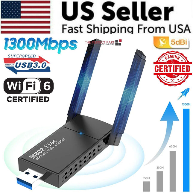 USB 3.0 Wireless WIFI Adapter 1300Mbps Long Range Dongle Dual Band