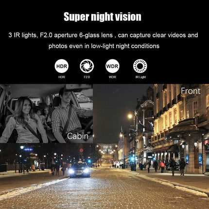 1080P Dual Lens Car DVR Dash Cam Video Recorder G-Sensor Front And