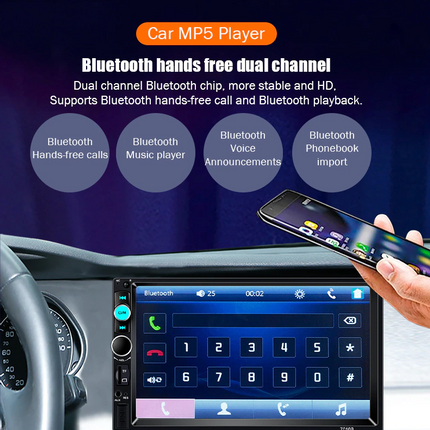 7" Double 2 DIN Car MP5 Player Bluetooth Touch Screen Stereo Radio