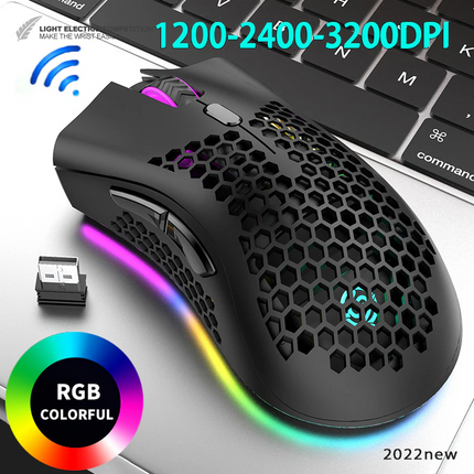 Wireless Mouse Gaming Rechargeable Optical Mouse Cordless 7 Color LED