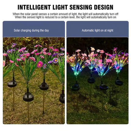 Solar Garden Lights LED Flower Stake Lamp Outdoor Yard Waterproof