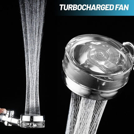 High Pressure Shower Head Adjustable 360° Rotation Turbine Water