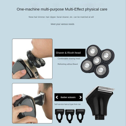 5-in-1 Rotary Electric Shaver 4D Rechargeable Bald Head Hair Beard