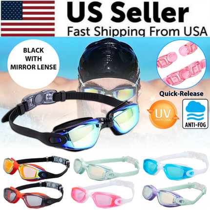 Clear Comfortable Swimming Goggles UV- Anti-Fog Swim Glasses Mirror