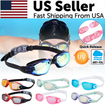 Clear Comfortable Swimming Goggles UV- Anti-Fog Swim Glasses Mirror