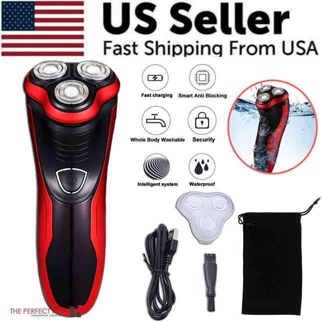 Men's Razor Rotary Waterproof Electric Shaver Pop-Up Trimmer Wet Dry