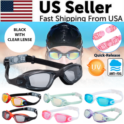 Clear Comfortable Swimming Goggles UV- Anti-Fog Swim Glasses Mirror