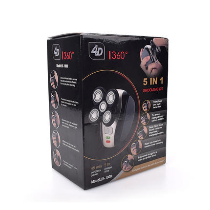 5-in-1 Rotary Electric Shaver 4D Rechargeable Bald Head Hair Beard