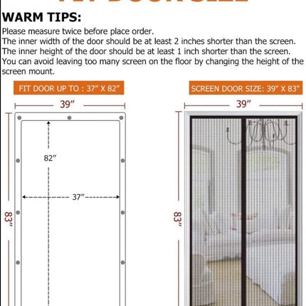 Magnetic Screen Door Mesh Curtain Durable Heavy Duty Mosquito Net Bug