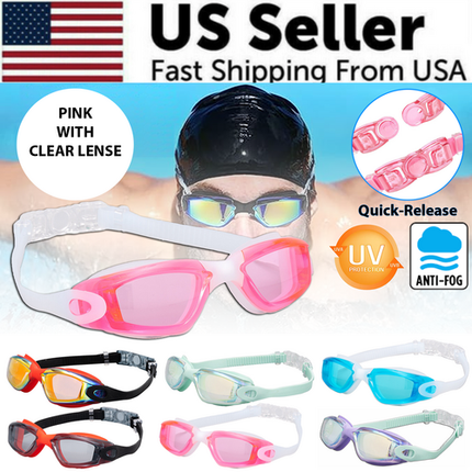 Clear Comfortable Swimming Goggles UV- Anti-Fog Swim Glasses Mirror