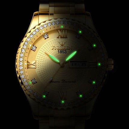 Waterproof Gold Men's Watch Classic Stainless Steel Quartz Analog