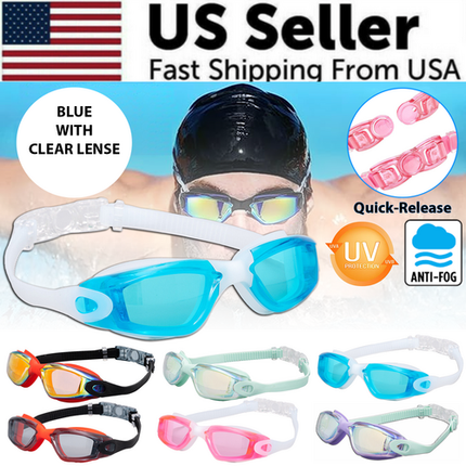 Clear Comfortable Swimming Goggles UV- Anti-Fog Swim Glasses Mirror